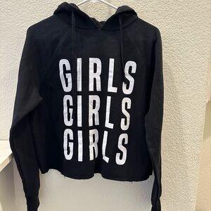 Brunette The Label Black “Girls, Girls, Girls” Cropped Hoodie